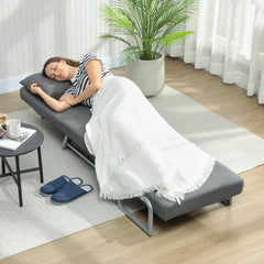 HOMCOM Single Sofa Bed, 3-in-1 Convertible Folding Chair Bed with Adjustable Backrest, Removable Armrests, Dark Grey