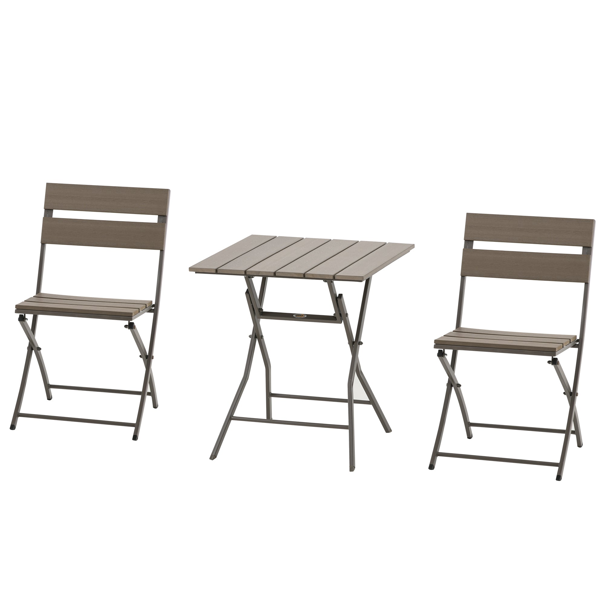 Outsunny 3 Piece Foldable Garden Bistro Set Patio Furniture Set with Table and 2 Chairs for Conservatory Balcony Terrace, Grey
