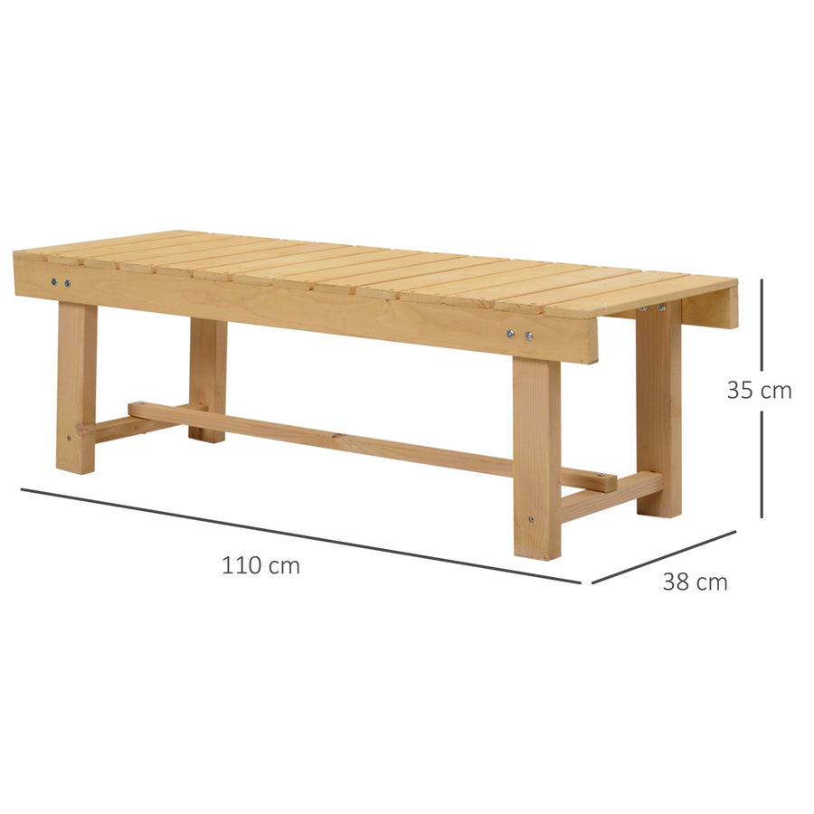 Outsunny 3 Pieces 2-seater Outdoor Indoor Wooden Garden Bench Fir Patio Loveseat, 110L x 38W x 35Hcm, Natural