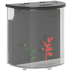 PawHut 3L Small Fish Tank with Filter System, LED Light, Small Fish Tank for Betta, Goldfish, Shrimp, Black