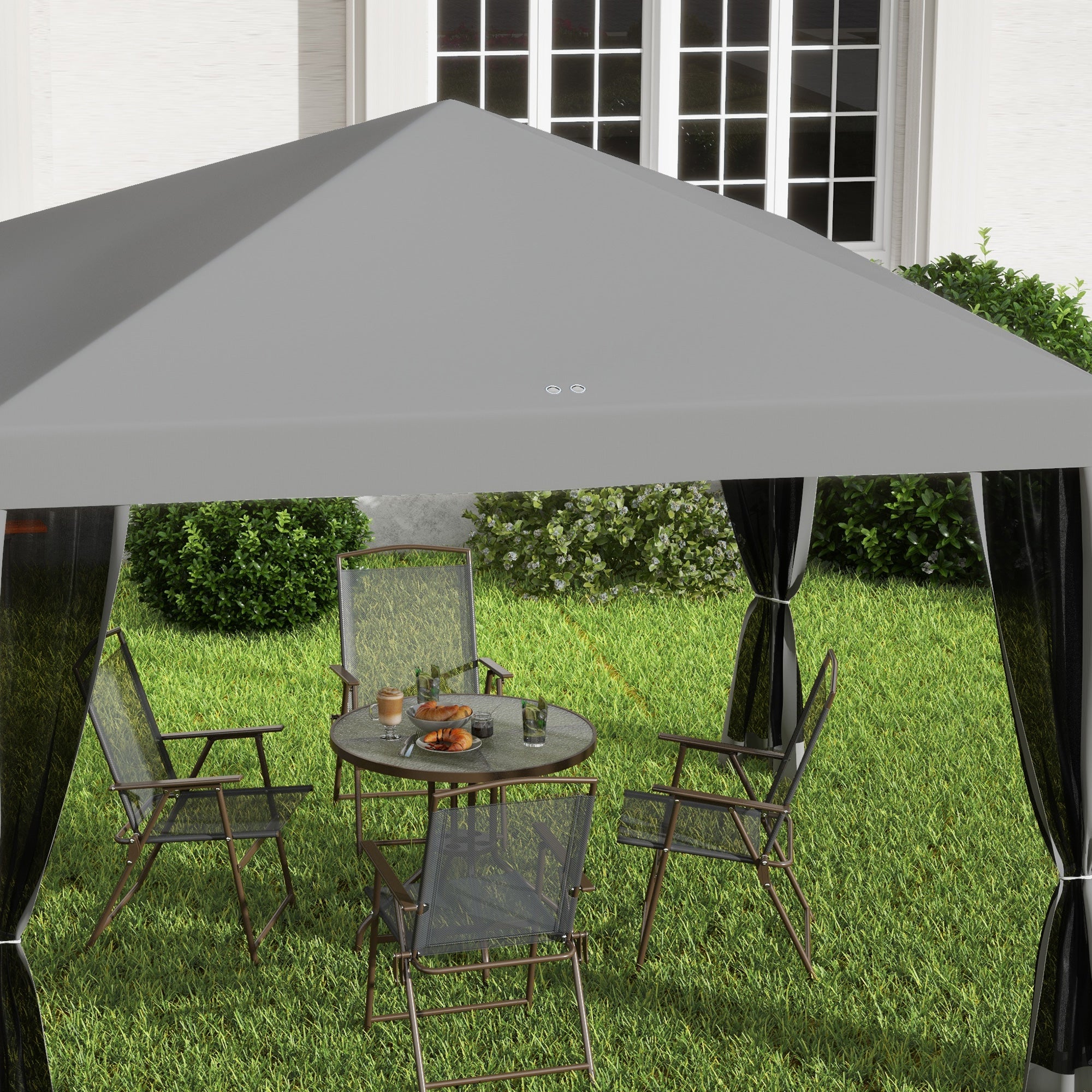 Outsunny 3 x 3√Ç m Pop Up Gazebo, 420D Garden Tent Canopy with Removable Mesh Sidewall Netting, Carry Bag for Garden Patio Outdoor, Light Grey