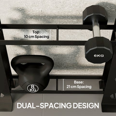 SPORTNOW 4-Tier Dumbbell Rack, Heavy-Duty Weight Rack for Dumbbells, Kettlebells and Multiple Balls, 200 KG Capacity, Black