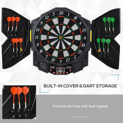 HOMCOM Dart Board Set, Electronic Dartboard with LED Digital Score Display, Soft Tip Darts, 27 Games, Speaker Sound