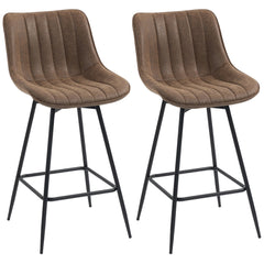 HOMCOM Set of 2 PU Leather Swivel Bar Stools - Brown
