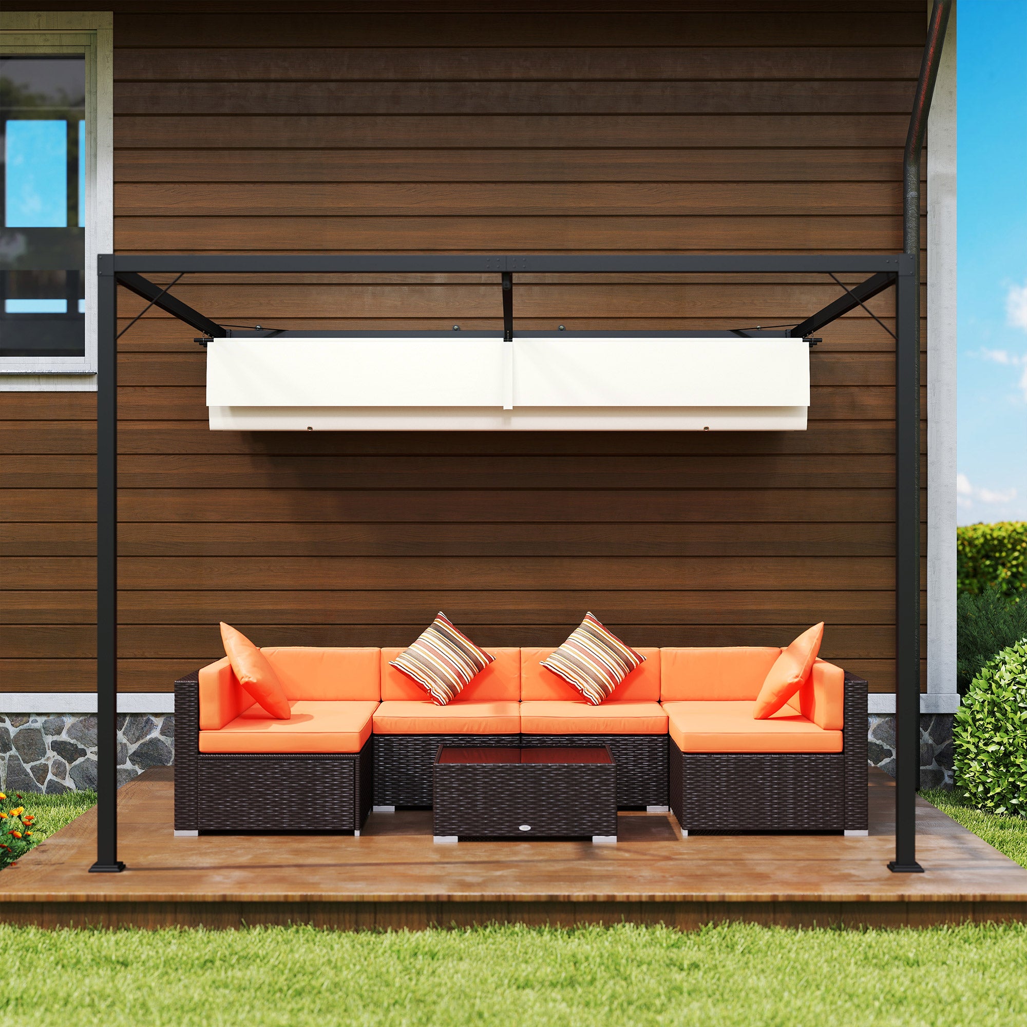 Outsunny 3 x 3 m Pergola, with Sliding Canopy - Cream White