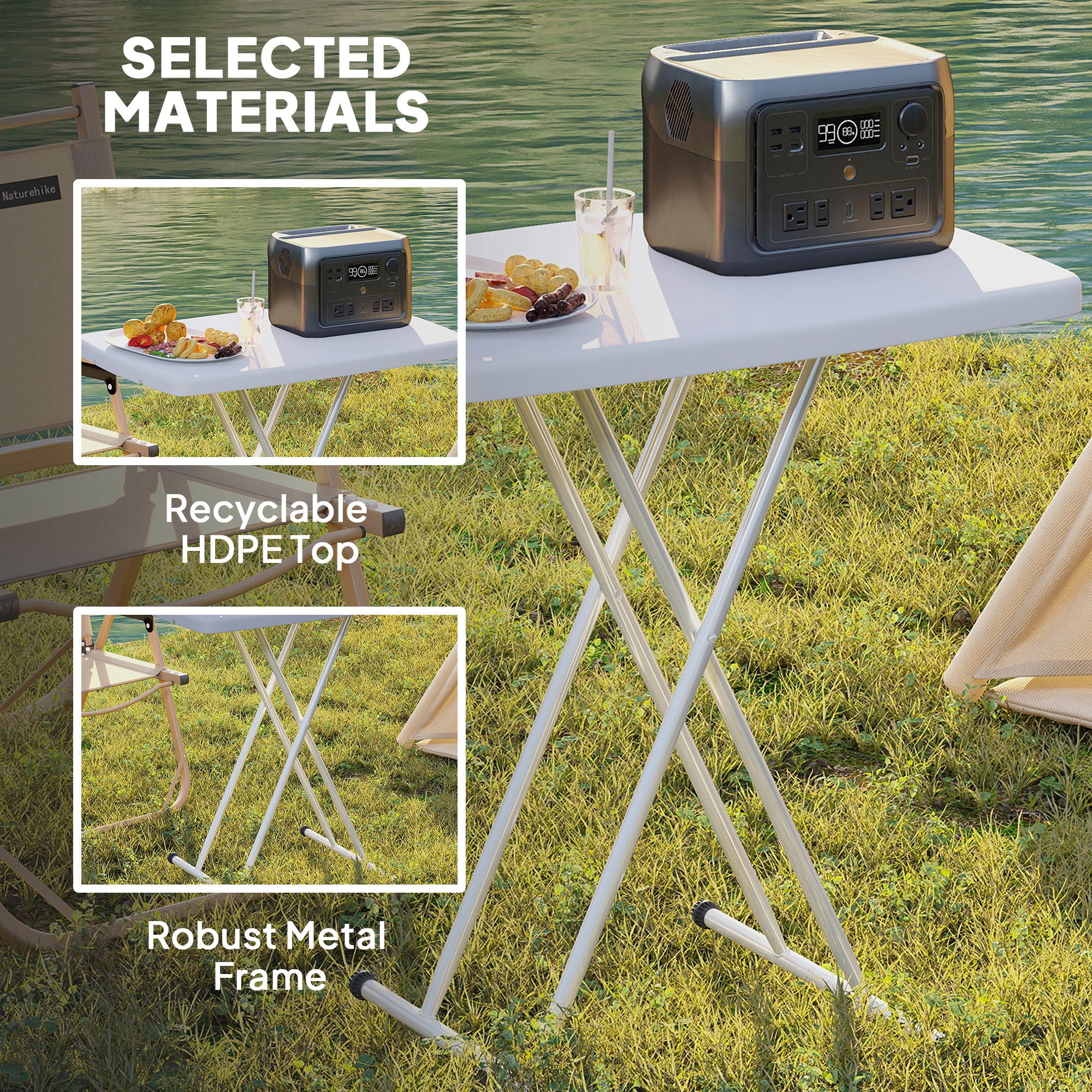 Outsunny Minimal Folding Outdoor Table - White