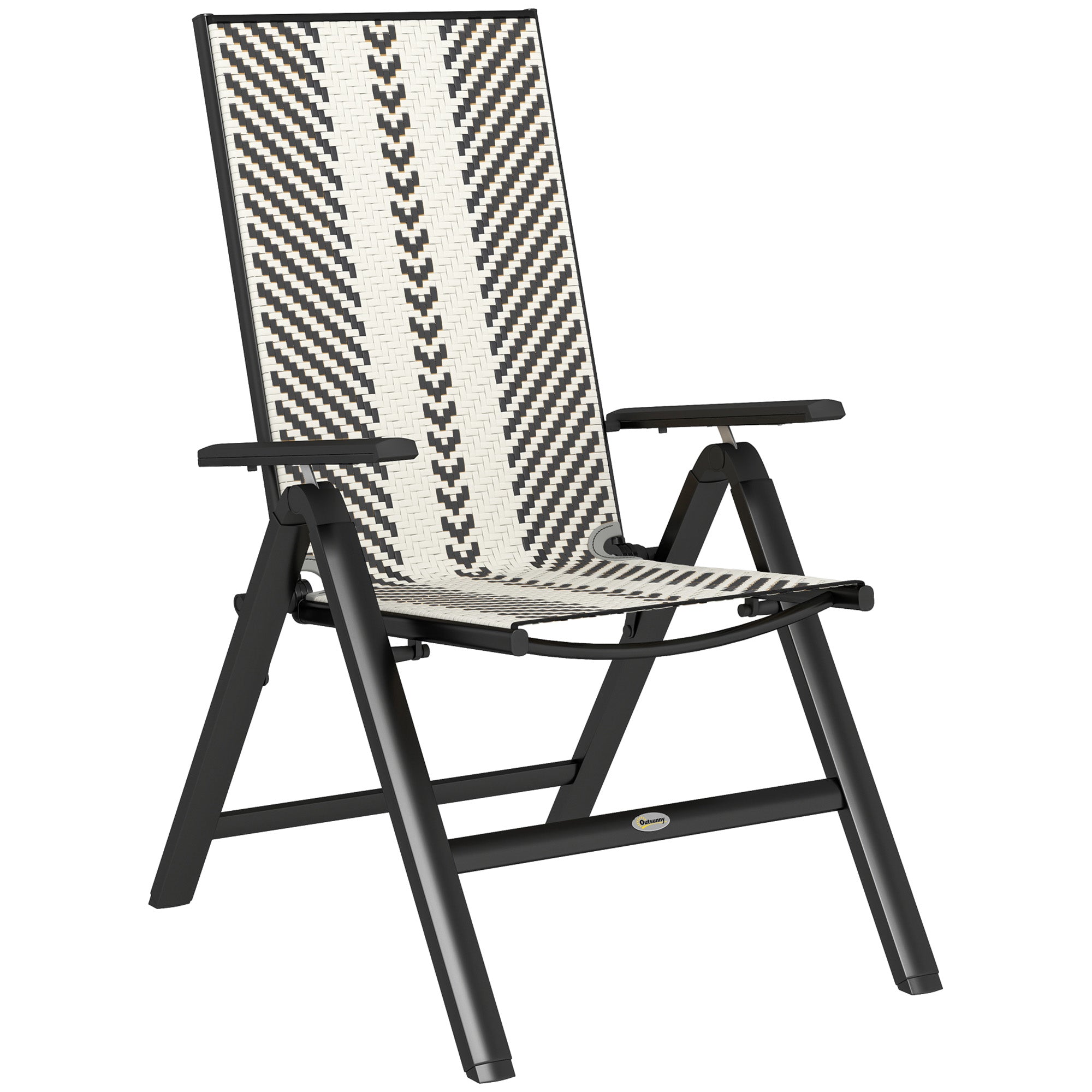 Outsunny Rattan Reclining Garden Chairs - Black