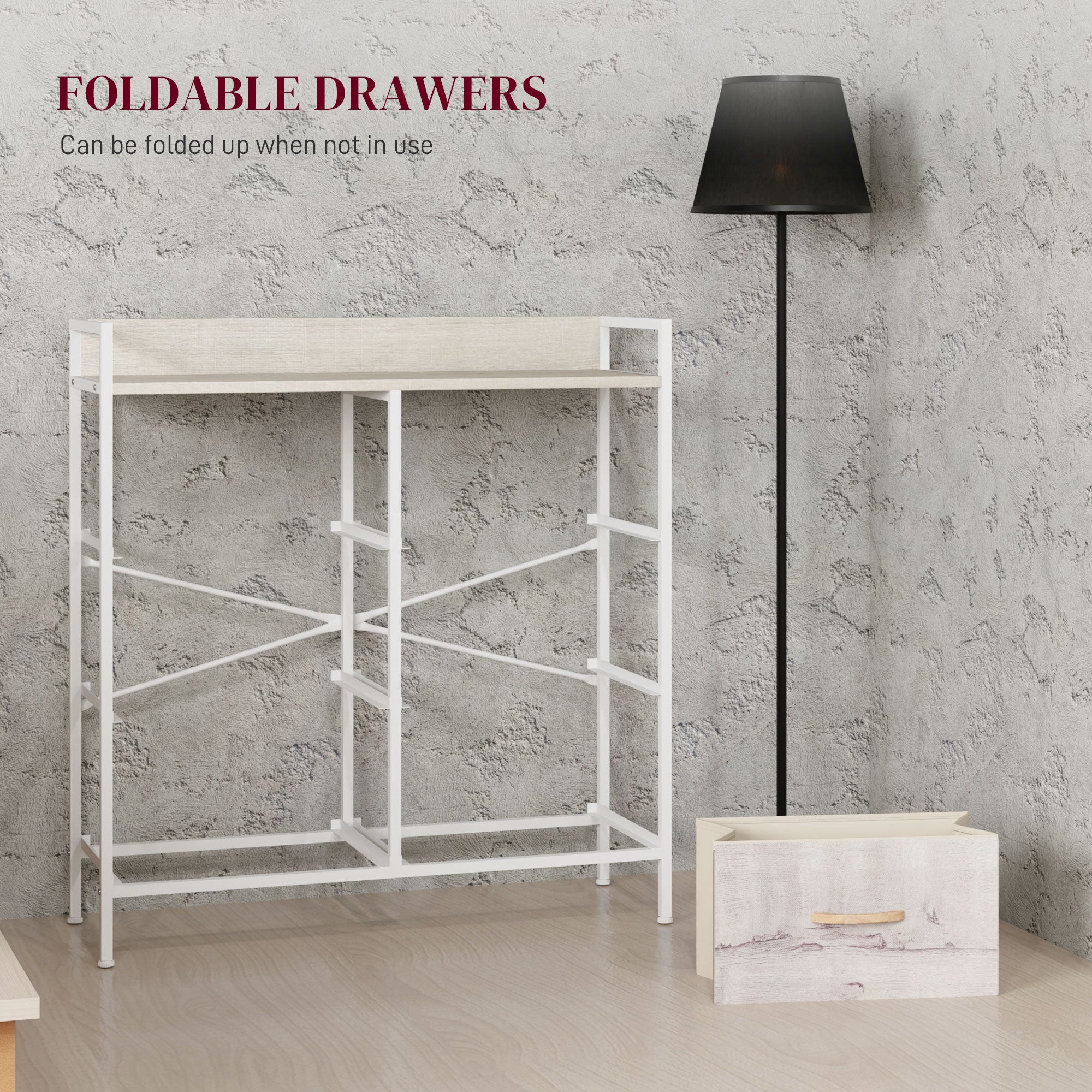 HOMCOM Rustic Chest of Six Fabric Drawers - Natural