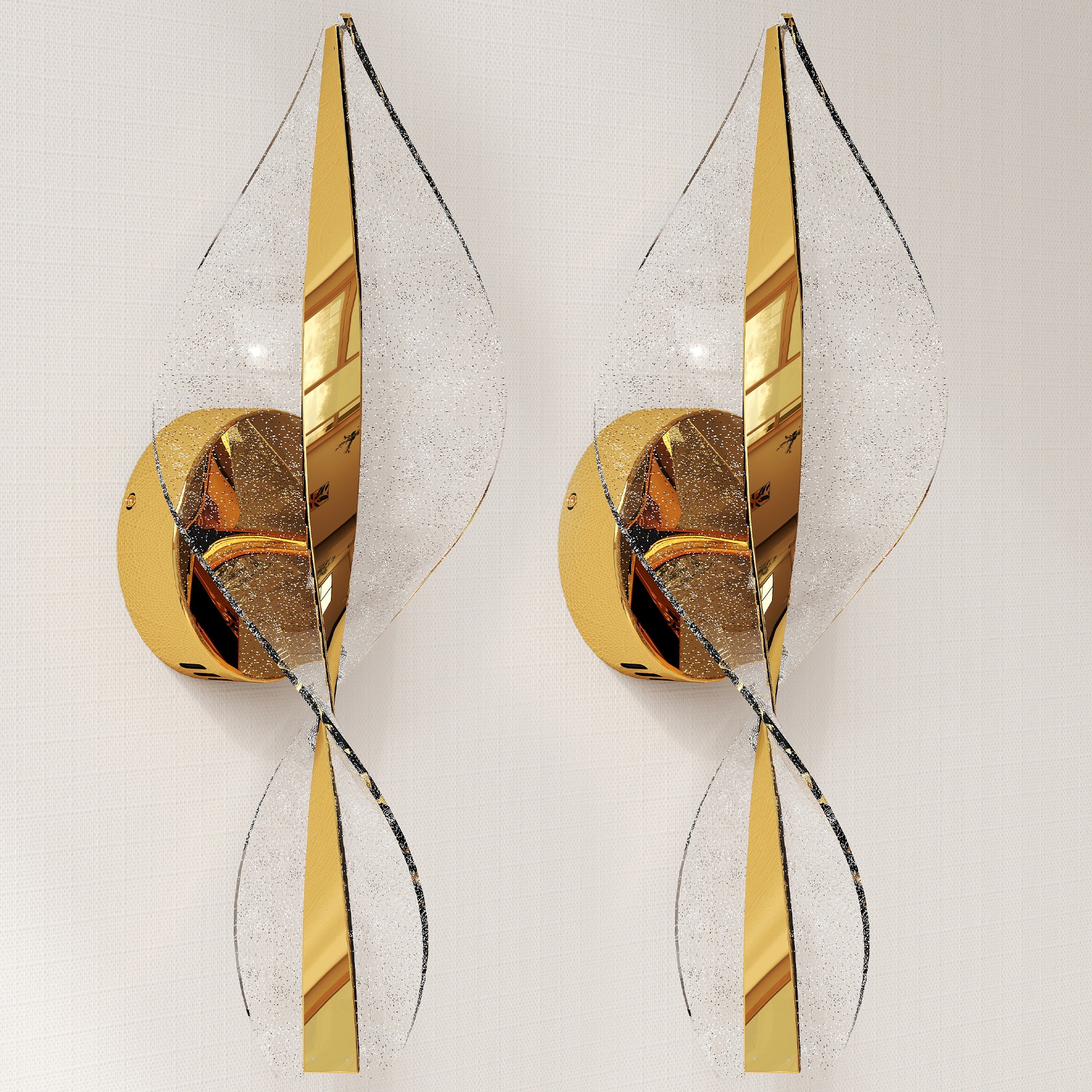 HOMCOM Led Wall Lamp 2 Pack, 13W Modern Indoor Spiral Wall Light, Colour Temperature Adjustable 3000K/4000K/6500K, for Bedroom, Living Room, Hallway, Stairs, Gold Tone