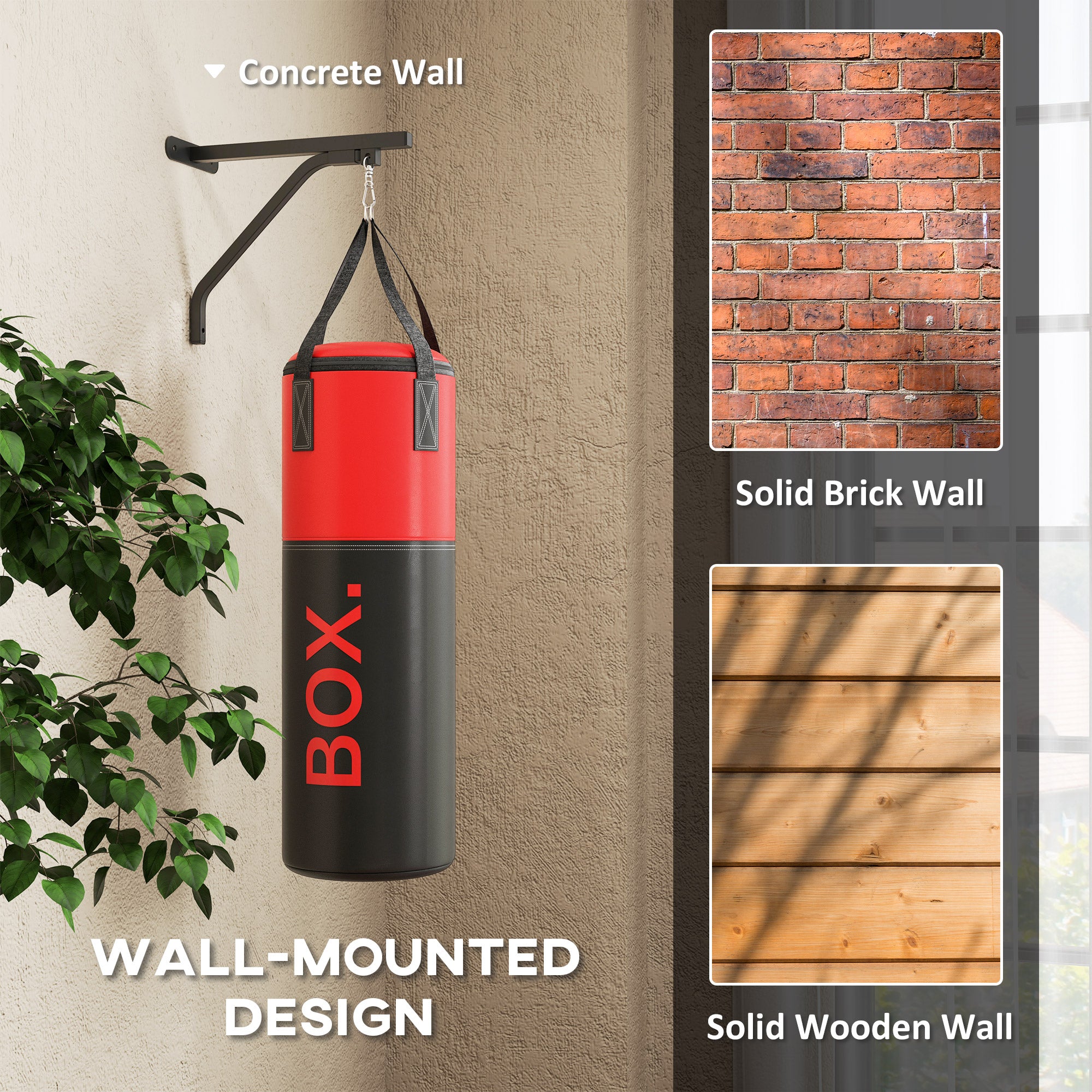 SPORTNOW Unfilled Punching Bag Set with Boxing Bag Bracket, Boxing Gloves, Hand Wraps and 360√Ç¬∞ Swivel Hook