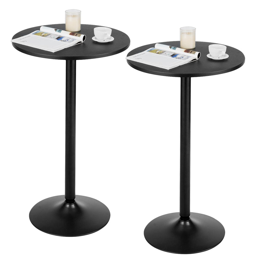 2 Pieces Round Top Pub and Bar Table with black MDF top and base