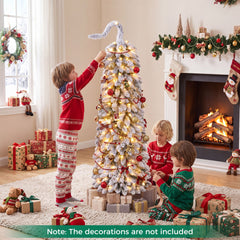 1.5 M Flocked Pencil Christmas Tree with Full Branch Tips