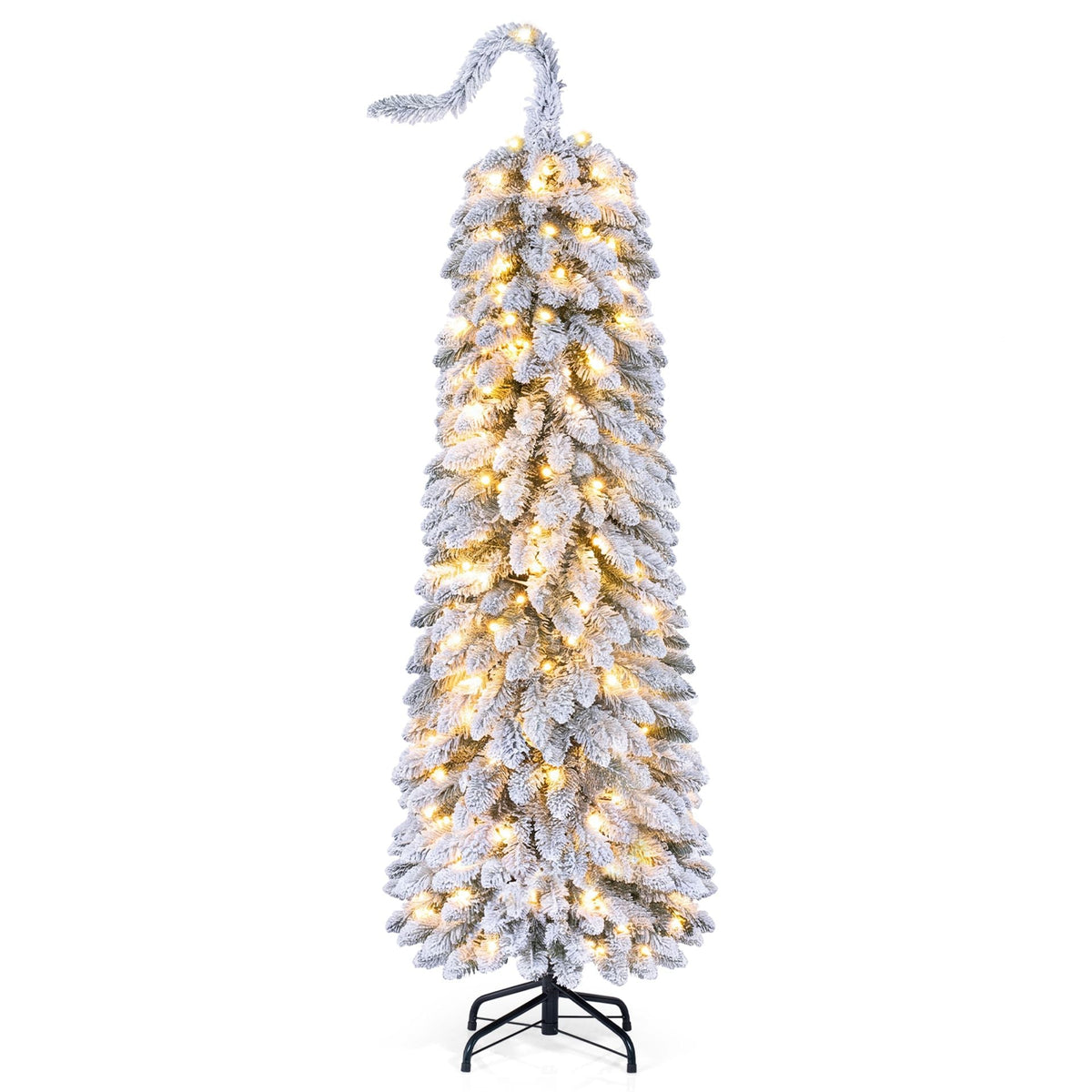 1.5 M Flocked Pencil Christmas Tree with Full Branch Tips