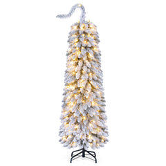 1.5 M Flocked Pencil Christmas Tree with Full Branch Tips