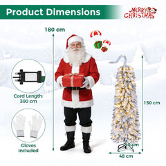 1.5 M Flocked Pencil Christmas Tree with Full Branch Tips