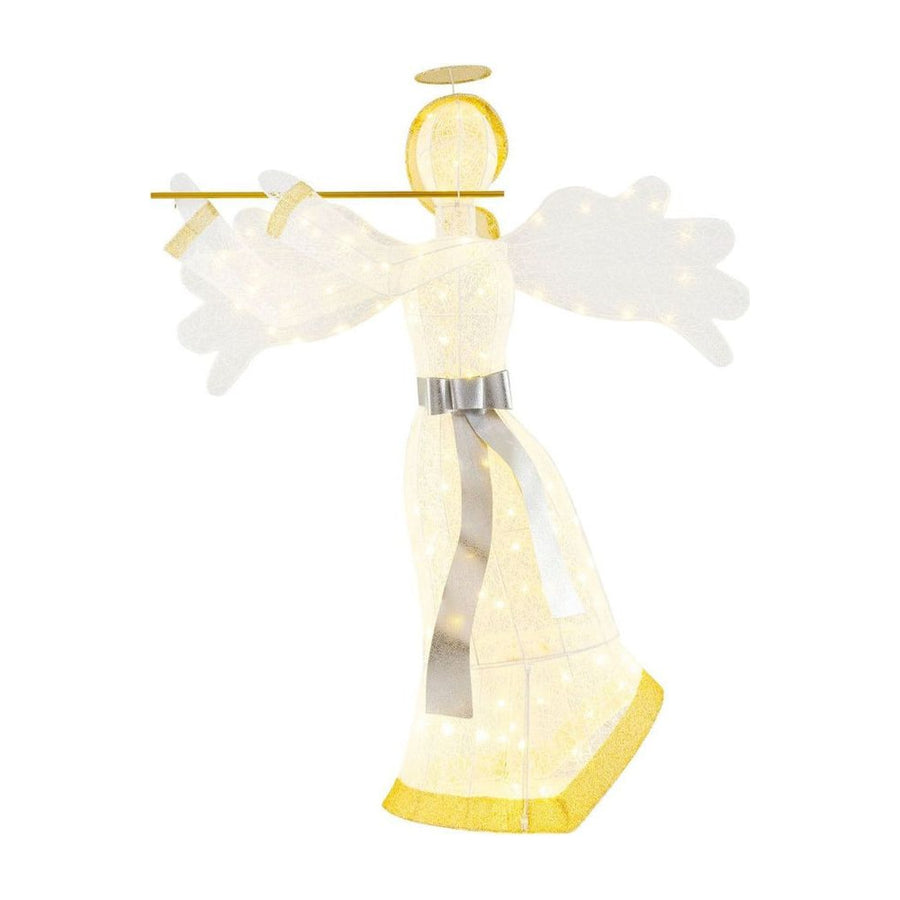 1.5 M Lighted Christmas Angel standing against a plain white background with a gold halo and sash