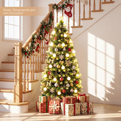 1.5m Artificial Fiber Optic Christmas Tree with Branch Tips and Warm White LED Lights Star Tree Topper