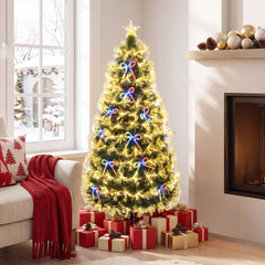 1.5m Pre-Lit Christmas Tree with Warm White Fiber Optics and Multi-Color LED Lights