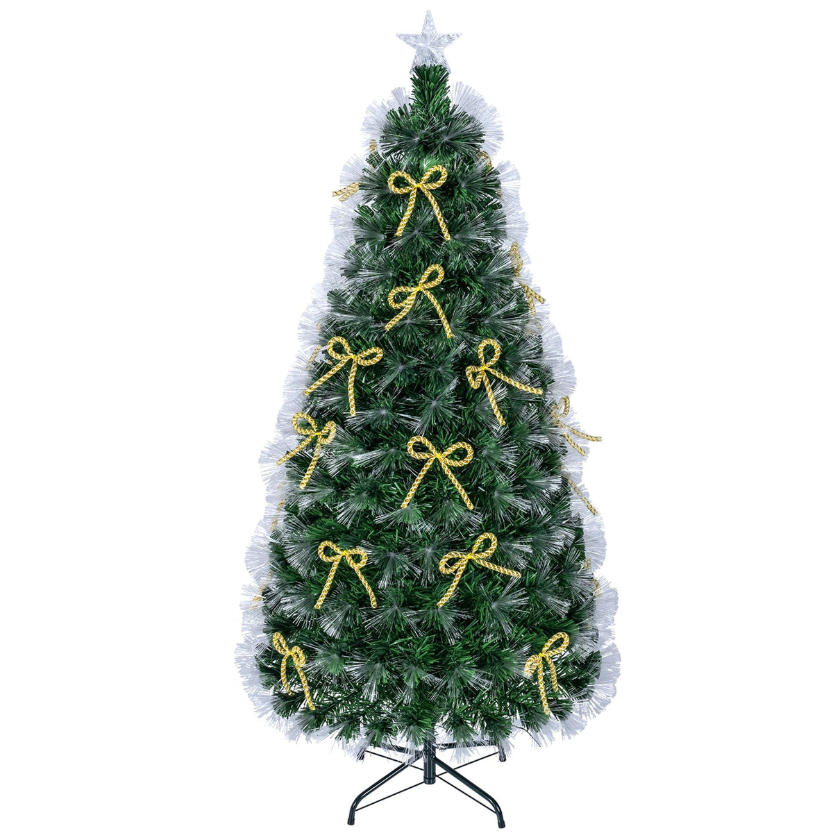 1.5m Pre-Lit Christmas Tree with Warm White Fiber Optics and Multi-Color LED Lights