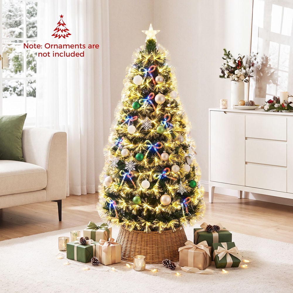 1.5m Pre-Lit Christmas Tree with Warm White Fiber Optics and Multi-Color LED Lights
