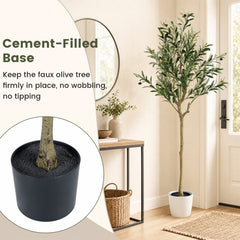 1 Piece 150 cm Artificial Olive Tree with 24 Olive Fruits and 576 Silk Leaves