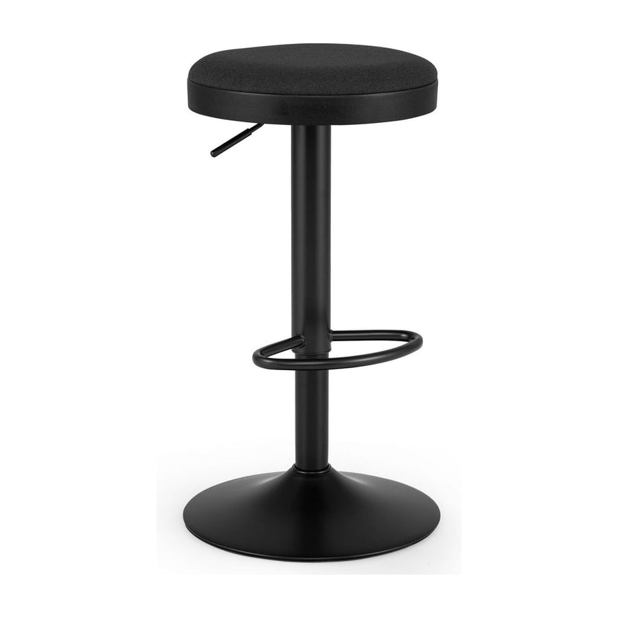 1 Piece Kitchen Bar Stool with Height Adjustment and D-Shaped Footrest-Black