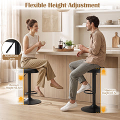 1 Piece Kitchen Bar Stool with Height Adjustment and D-Shaped Footrest-Black