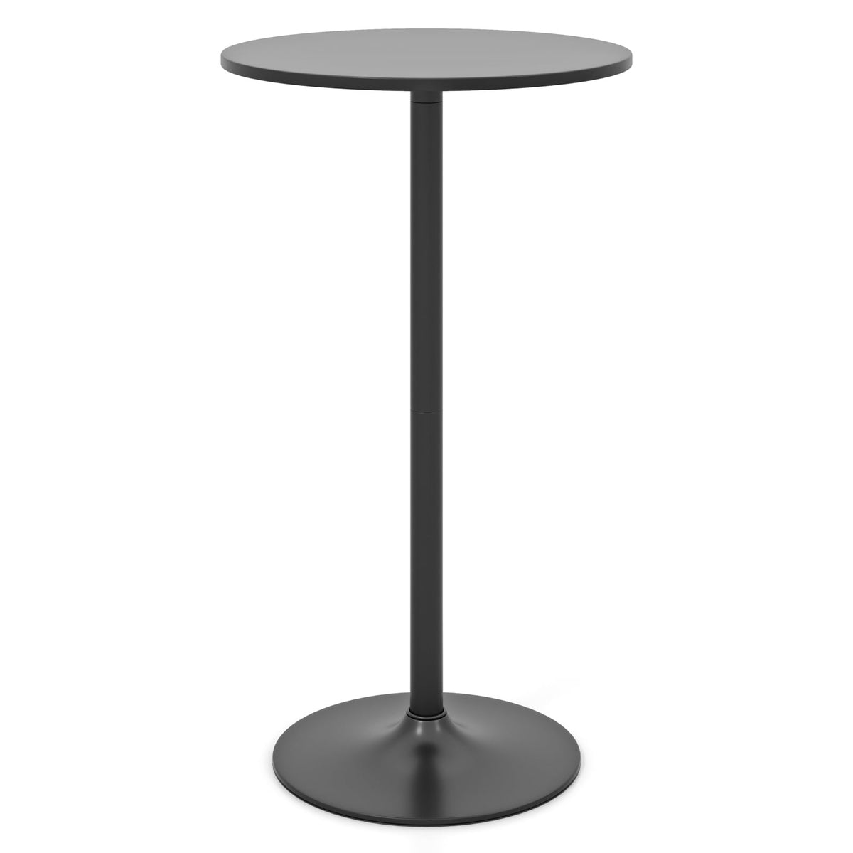 1 Piece Round Bar Table with Adjustable Height and Metal Base-Black
