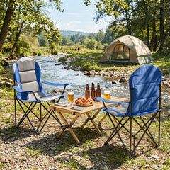 1 Pieces Folding Camping Chairs for Adults with Cup Holders-Navy