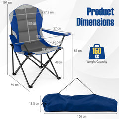 1 Pieces Folding Camping Chairs for Adults with Cup Holders-Navy