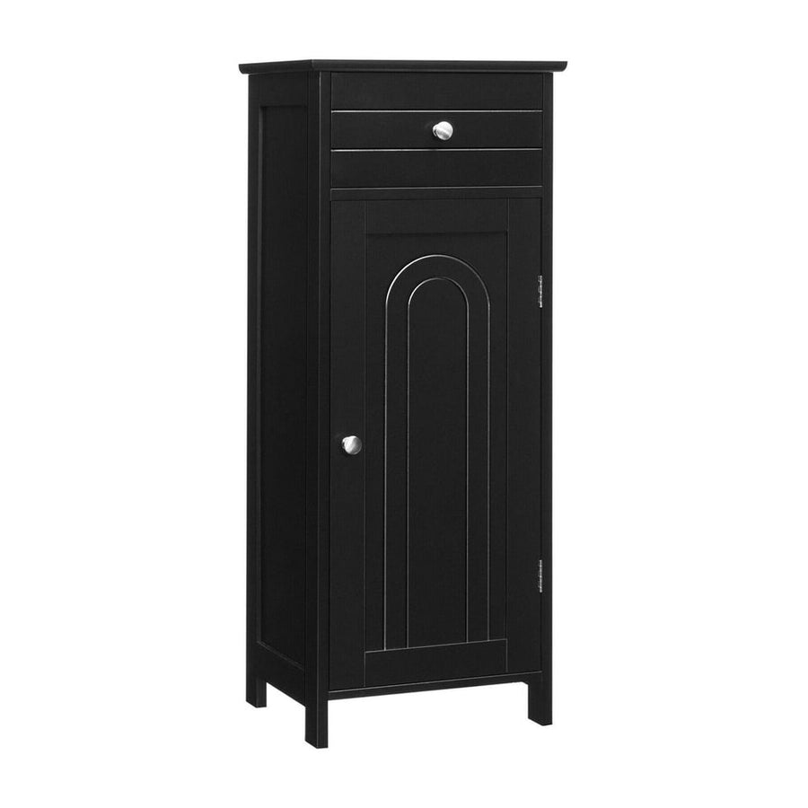 1-Door Freestanding Bathroom Storage Cabinet with Drawer and Adjustable Shelves-Black