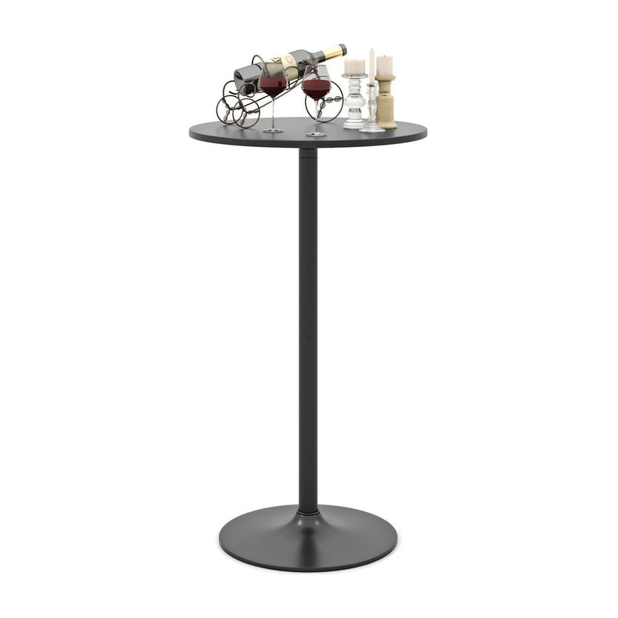 1 Piece Round Bar Table with Adjustable Height and Metal Base-Black
