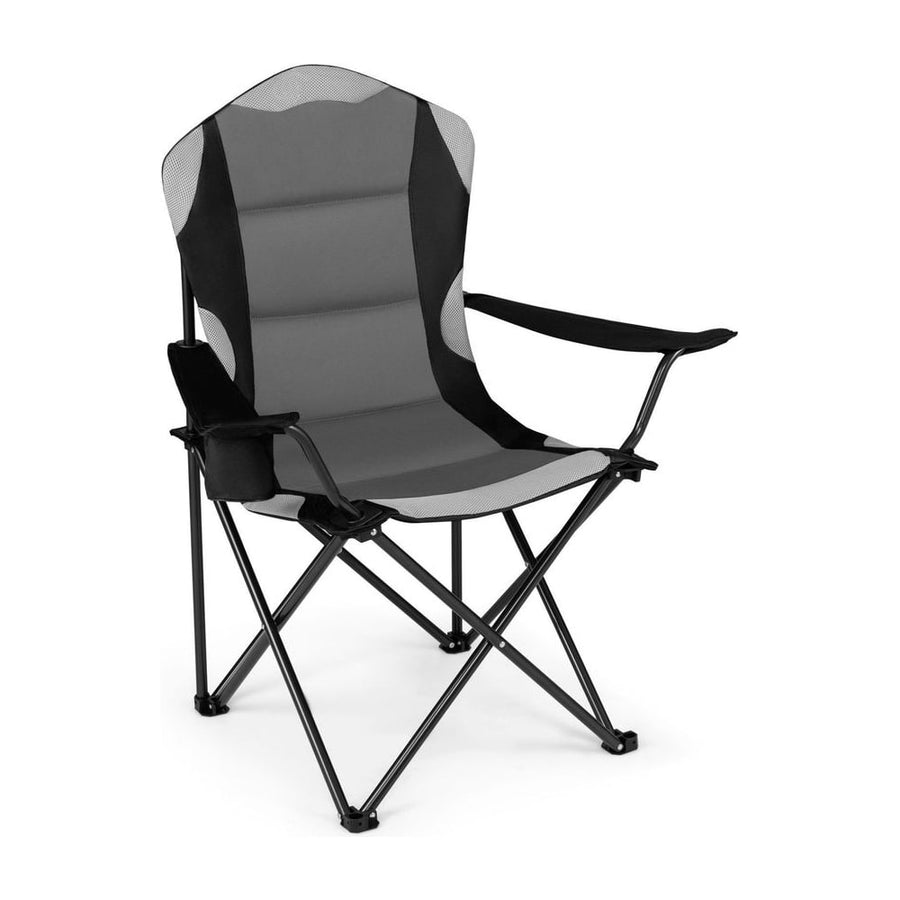 1 Pieces Folding Camping Chairs for Adults with Cup Holders-Black