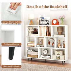 10-Cube Bookcase 120 CM Mid Century Modern Storage Organizer-White