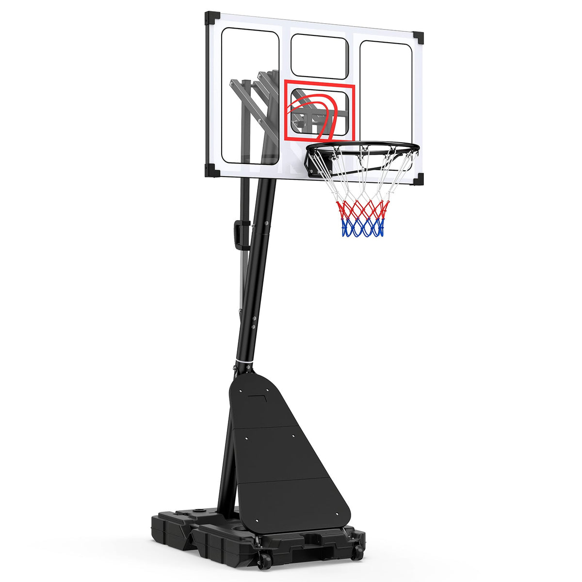 10 Levels Adjustable Basketball Goal System with Shatterproof Backboard Rebounder and Fillable Base