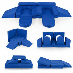 10 PCS Modular Kids Play Couch Toddler Climb and Crawl Foam Playset-Navy