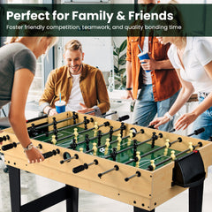 10-in-1 Combo Game Table Set with Foosball and Air Hockey-Natural