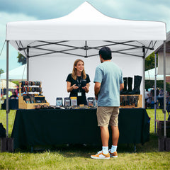 10 x 10 Feet Pop up Canopy Tent with 4 Removable Sidewalls-White
