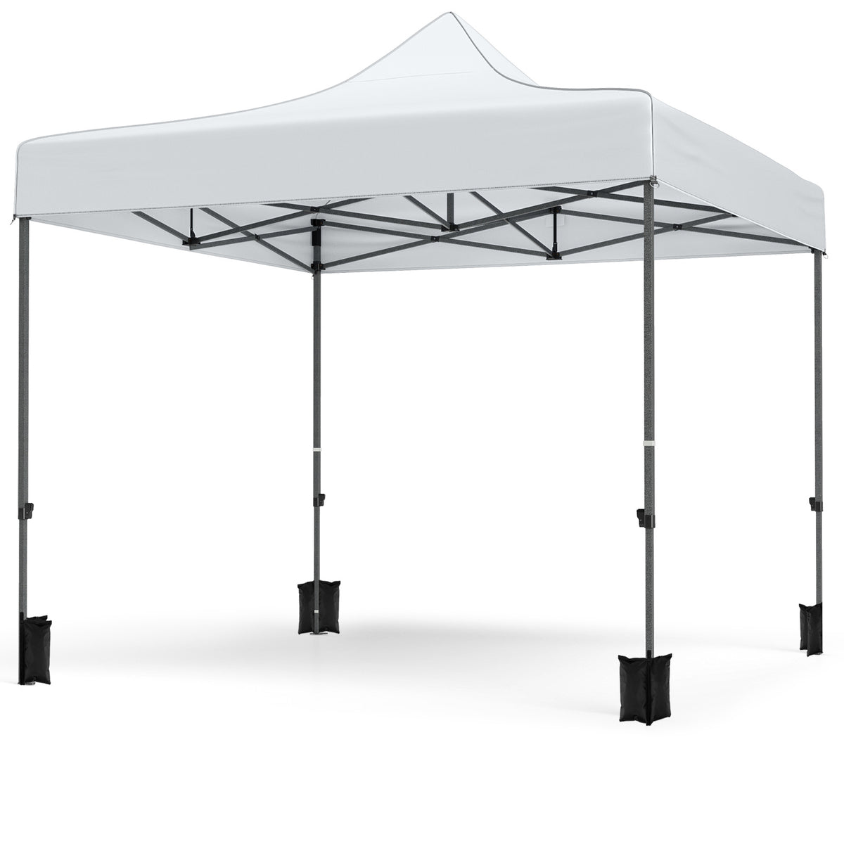 10 x 10 Feet Pop up Canopy Tent with 4 Removable Sidewalls-White