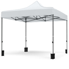 10 x 10 Feet Pop up Canopy Tent with 4 Removable Sidewalls-White