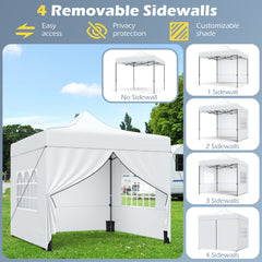 10 x 10 Feet Pop up Canopy Tent with 4 Removable Sidewalls-White