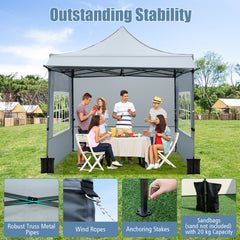 10 x 10 Pop Up Canopy Tent with 3 Sidewalls-Grey