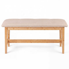 100 CM Button Tufted End of Bamboo Bed Bench with Padded Seat-Natrual