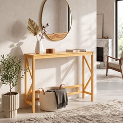 100 cm Bamboo Console Table for Narrow Entryway in Natural, image 3