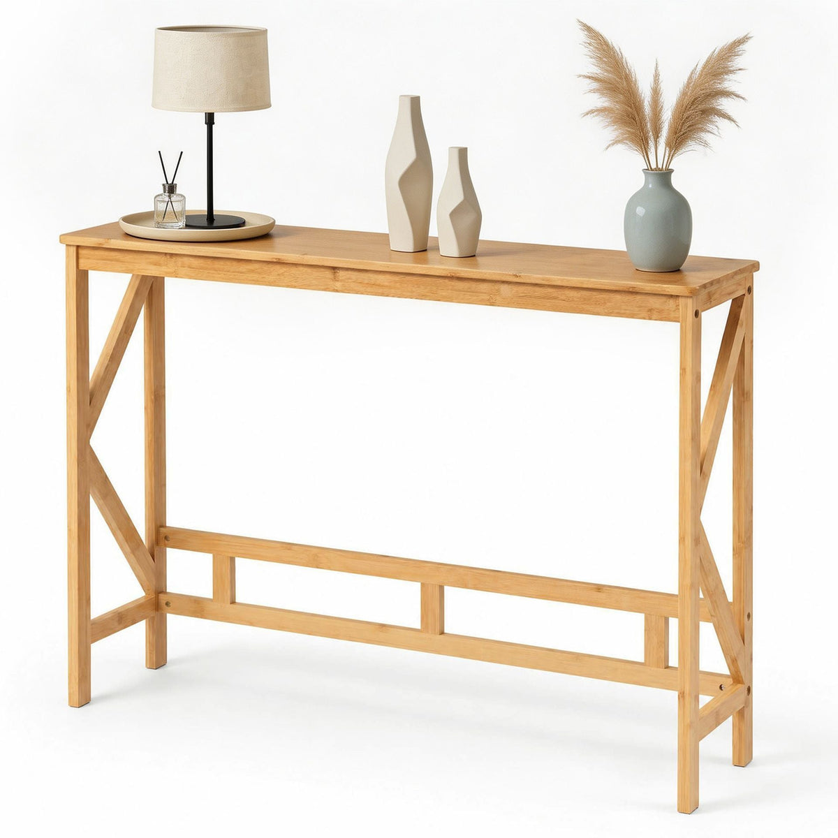 100 cm Bamboo Console Table for Narrow Entryway in Natural, image 4
