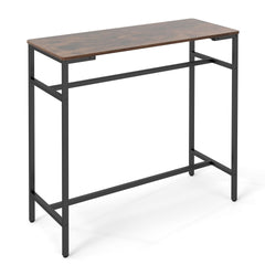 100 cm Long Bar Table with Footrest and Metal Frame for Kitchen Dining Room-Rustic Brown