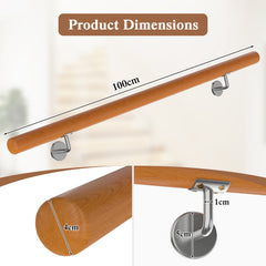 100 cm Stair Railing Indoor with Stainless Steel Wall Brackets
