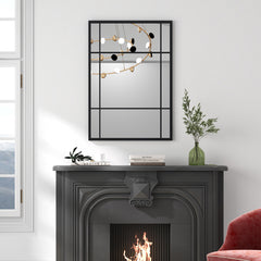 100 cm x 70 cm Wall Mounted Mirror Metal Framed Hanging Mirror for Living Room-Black
