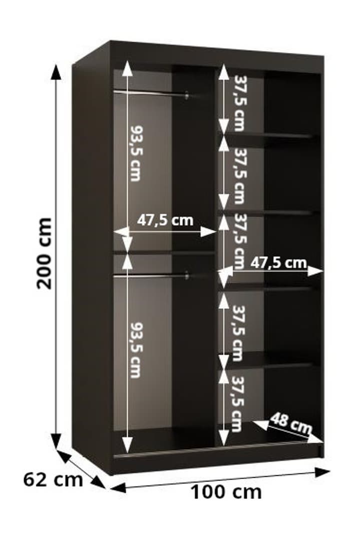 Parma Sliding Door Wardrobe 100cm