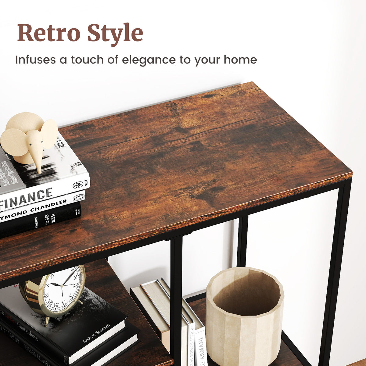 100CM Console Table with Storage Behind Sofa Couch Table with Drawer-Rustic Brown